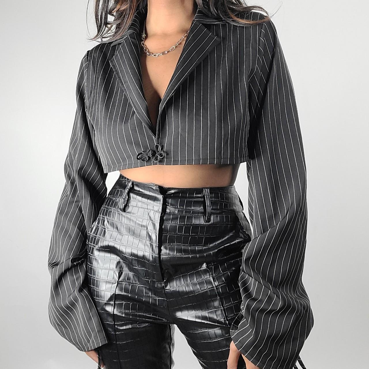Pinstripe Crop Blazer