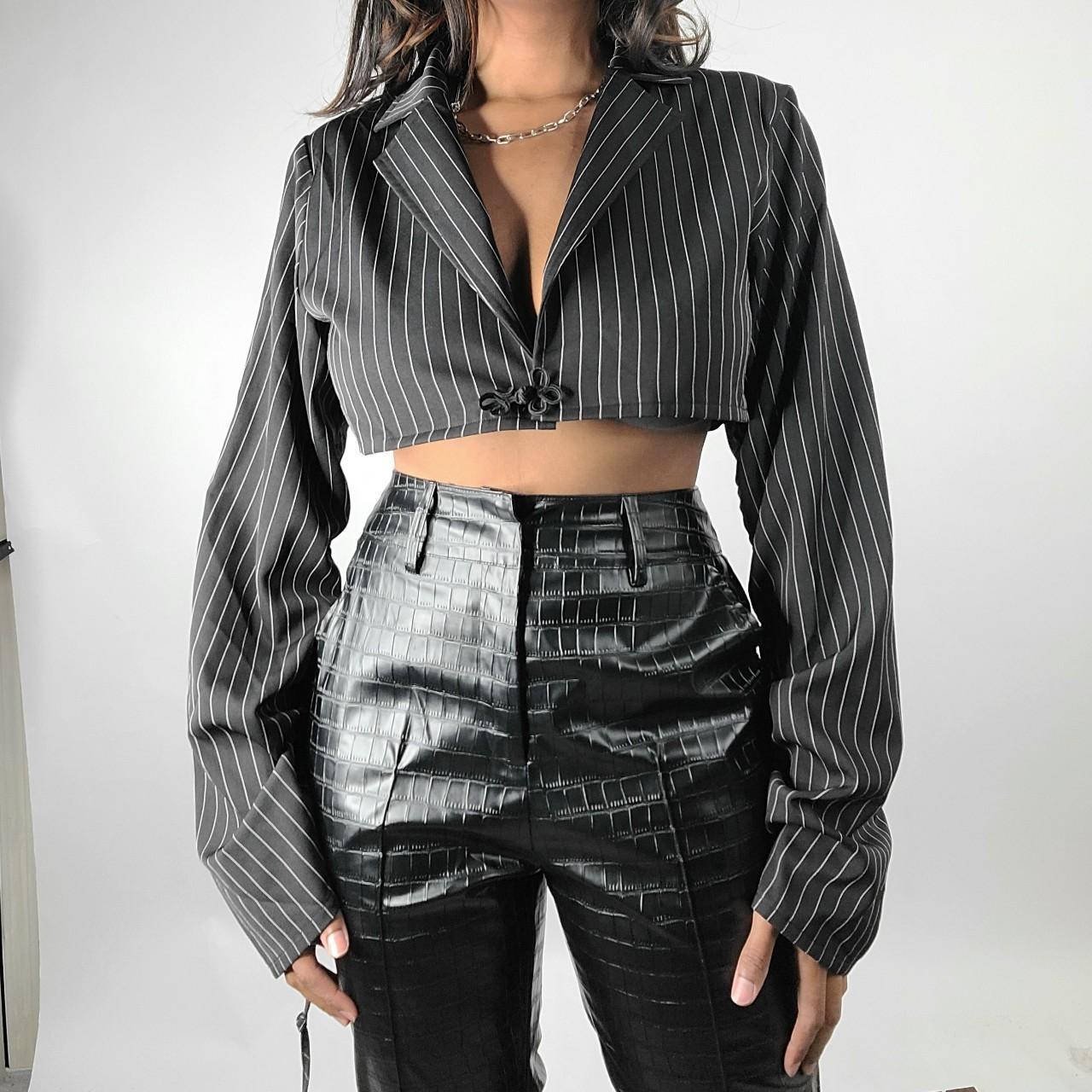 Pinstripe Crop Blazer