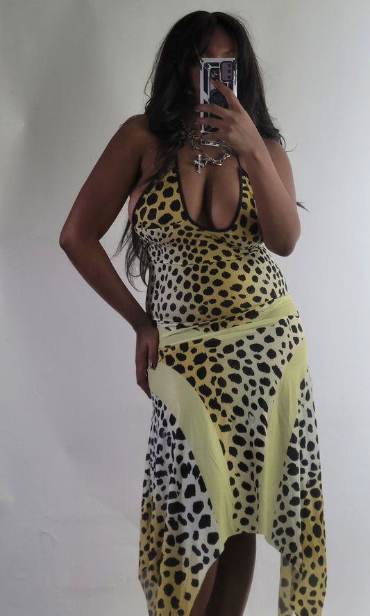 Black + Yellow Animal Print ISL Dress