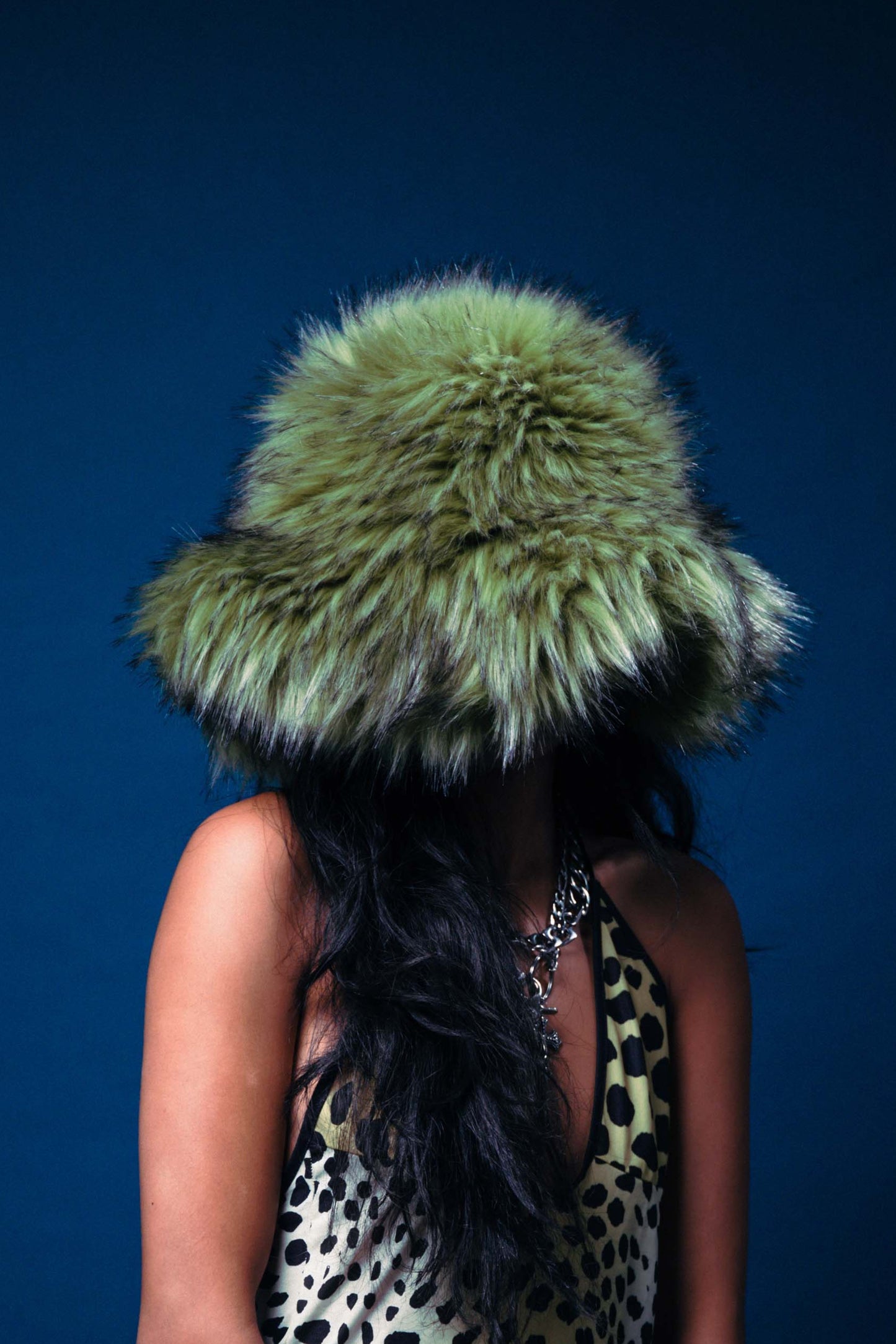 Green Faux Fur Bucket Hat