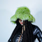 Green Faux Fur Bucket Hat