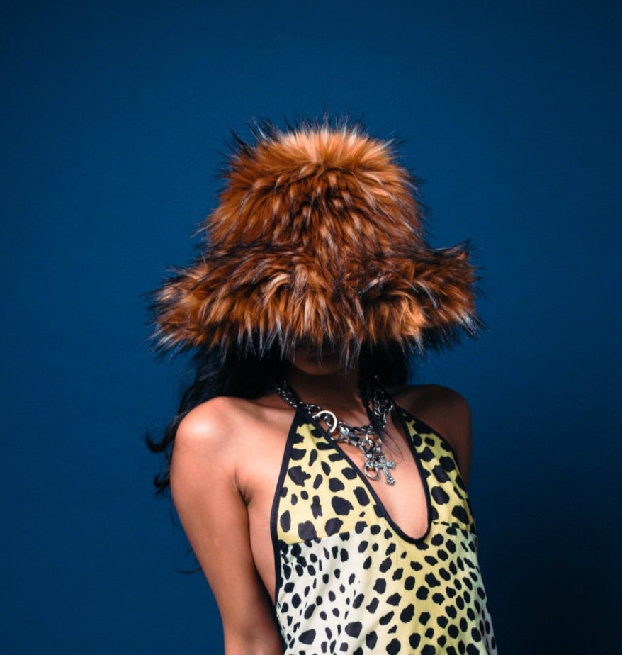 Brown Faux Fur Bucket Hat