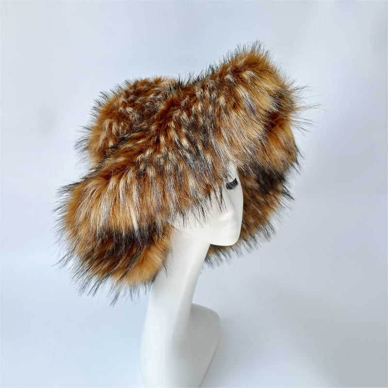 Brown Faux Fur Bucket Hat