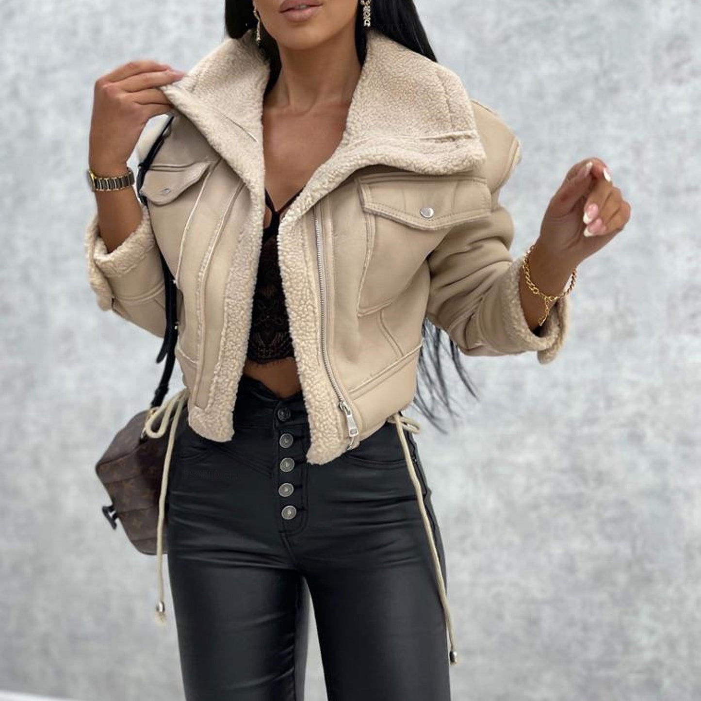 The Larissa Jacket Faux Leather & Shearling