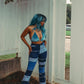 Frayed Patchwork Denim Jeans