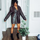 90s Vintage Brown Leather Blazer Jacket