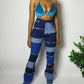 Frayed Patchwork Denim Jeans