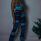Frayed Patchwork Denim Jeans