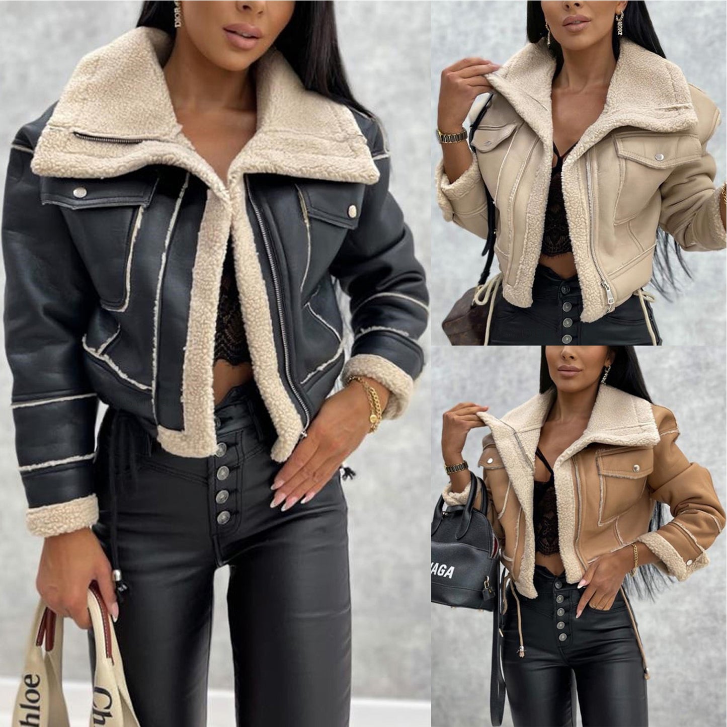 The Larissa Jacket Faux Leather & Shearling