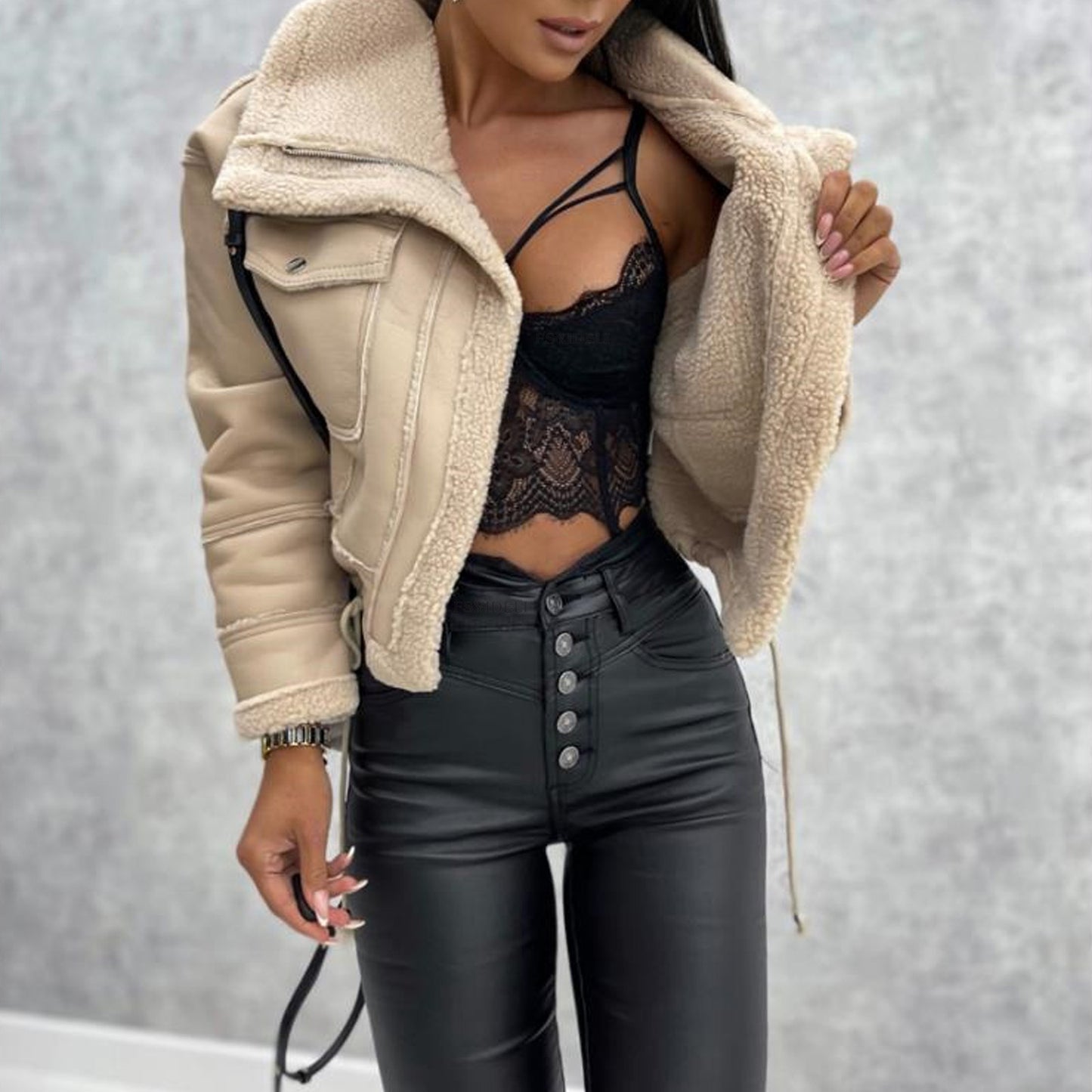 The Larissa Jacket Faux Leather & Shearling