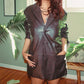 90s Vintage Brown Leather Blazer Jacket